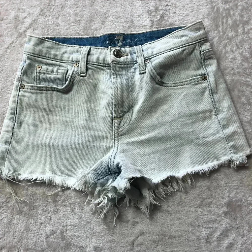 7 For All Mankind Booty Light Denim Shorts Size 23 - Picture 1 of 7